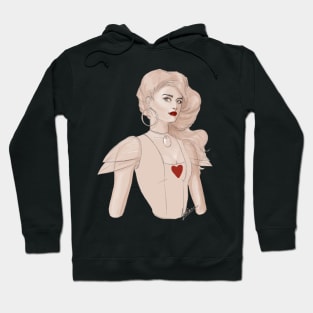 Pinup with red heart and lips Hoodie